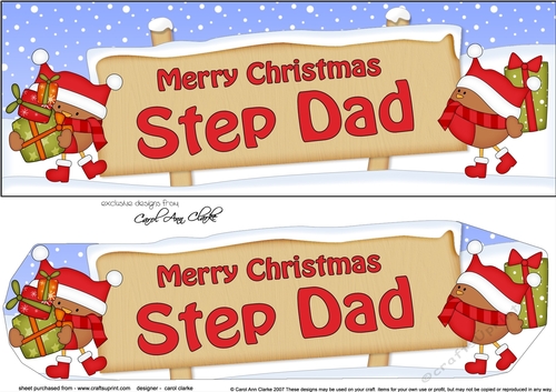 large DL Merry Christmas STEP DAD with Robins 3D decoupage