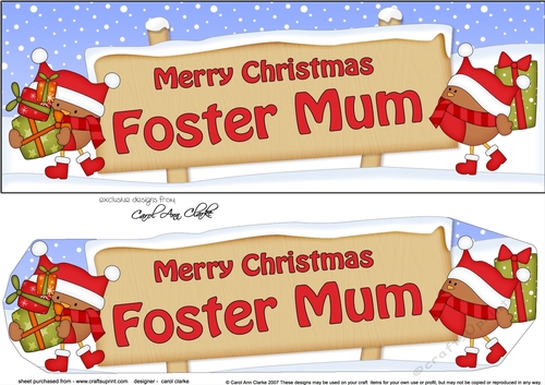 large DL Merry Christmas FOSTER MUM with Robins 3D decoupage