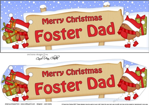large DL Merry Christmas FOSTER DAD with Robins 3D decoupage