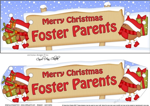 large DL Merry Christmas FOSTER PARENTS with Robins 3D decoupage