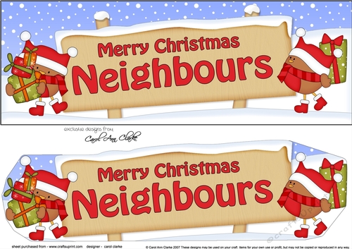 large DL Merry Christmas NEIGHBOURS with Robins 3D decoupage