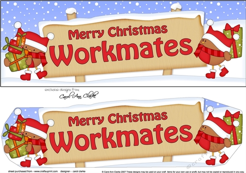 large DL Merry Christmas WORKMATES with Robins 3D decoupage