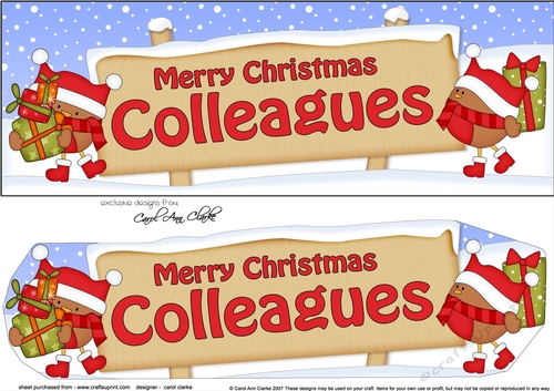 large DL Merry Christmas COLLEAGUES with Robins 3D decoupage