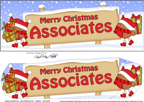 large DL Merry Christmas ASSOCIATES with Robins 3D decoupage