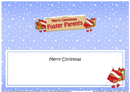 large DL Merry Christmas FOSTER PARENTS with Robins insert