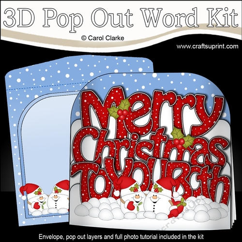 3D Pop Out Christmas Word Card Kit - Merry Christmas To You Both with Snowball Sam