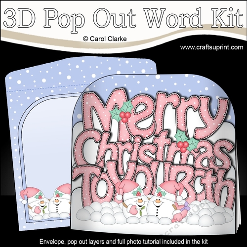 3D Pop Out Christmas Word Card Kit - Merry Christmas To You Both with Snowball Sam