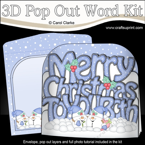 3D Pop Out Christmas Word Card Kit - Merry Christmas To You Both with Snowball Sam