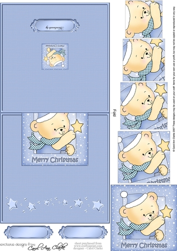 Cute Hunney Bear Robert has a Christmas Star - No-Hole Over the Edge & spiral pyramid