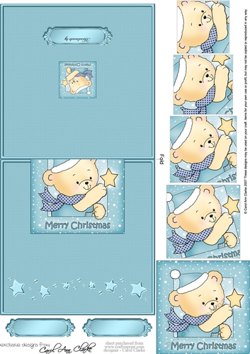 Cute Hunney Bear Robert has a Christmas Star - No-Hole Over the Edge & spiral pyramid