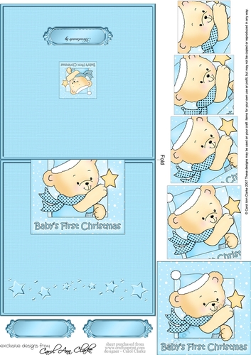Cute Hunney Bear Robert has a Babys 1st Christmas Star - No-Hole Over the Edge & spiral pyramid