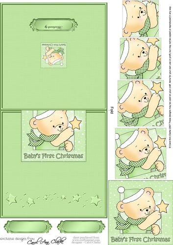 Cute Hunney Bear Robert has a Babys 1st Christmas Star - No-Hole Over the Edge & spiral pyramid