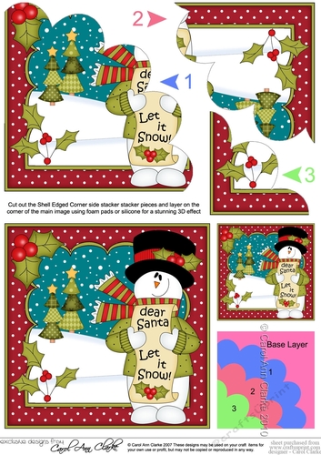 Christmas Snowman Rio wants it to Snow Shell Edged Corner side stacker