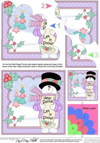 Christmas Snowman Rio wants it to Snow Shell Edged Corner side stacker