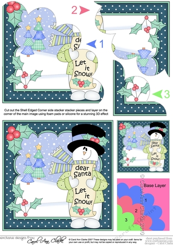 Christmas Snowman Rio wants it to Snow Shell Edged Corner side stacker