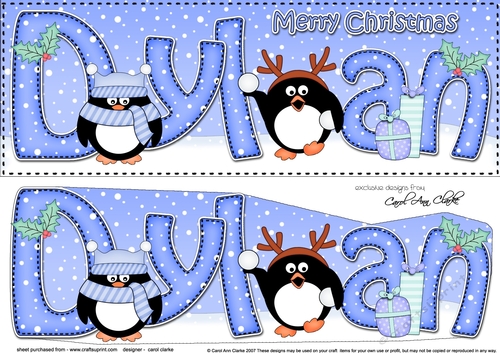 Large DL Merry Christmas DYLAN 3D decoupage 