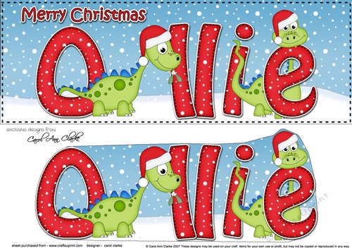 Large DL Merry Christmas OLLIE 3D decoupage 