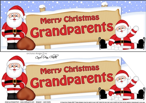 Large DL Merry Christmas GRANDPARENTS with Santa 3D decoupage