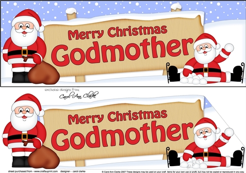 Large DL Merry Christmas GODMOTHER with Santa 3D decoupage