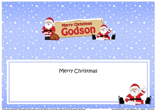 large DL Merry Christmas GODSON with Santa insert