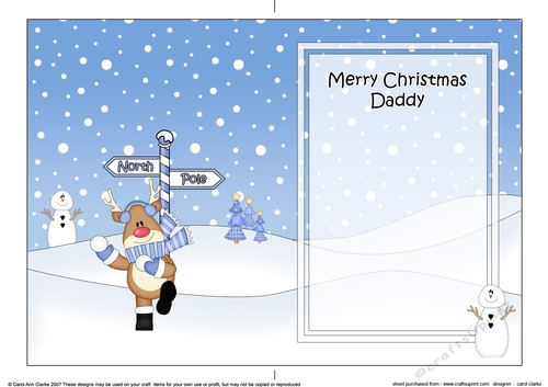 5 x 7 matching insert -  Merry Christmas DADDY with Rudolph