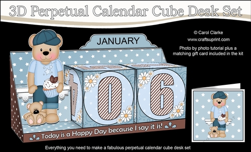 3D Everlasting Perpetual Calendar Desk Set Kit - Austin Bear