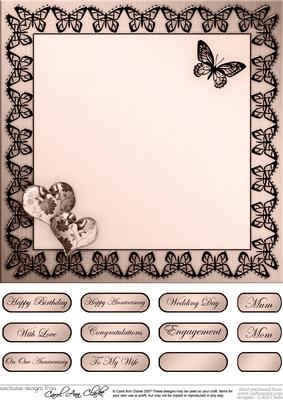 Elegant Romance Matching 8 x 8 Insert Panel and Greetings