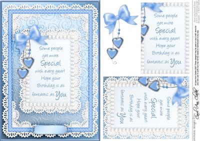 A5 Greetings, Lace and Pearls Quick Card with Pyramage