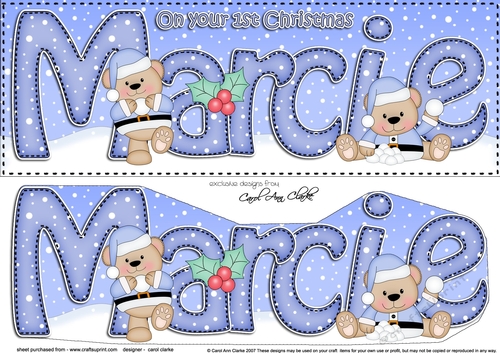Large DL Merry 1st Christmas MARCIE 3D decoupage 