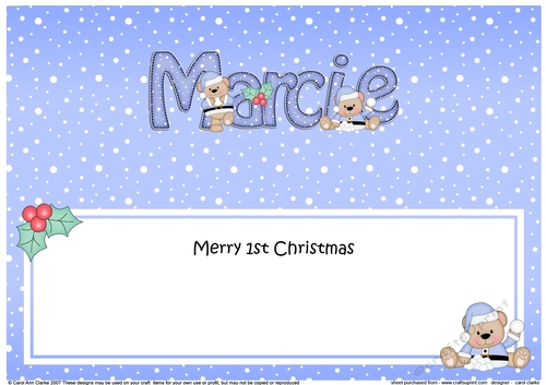 Large DL Merry 1st Christmas MARCIE insert