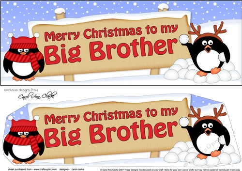 Large DL Merry Christmas BIG BROTHER with Penguins 3D decoupage