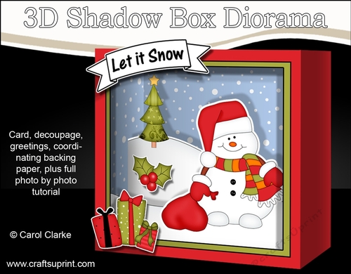 3D Christmas Diorama Shadow Box Card Mini Kit  - Snowman Oli has a Sack of Presents