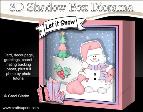 3D Christmas Diorama Shadow Box Card Mini Kit  - Snowman Oli has a Sack of Presents