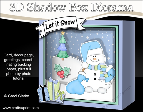 3D Christmas Diorama Shadow Box Card Mini Kit  - Snowman Oli has a Sack of Presents