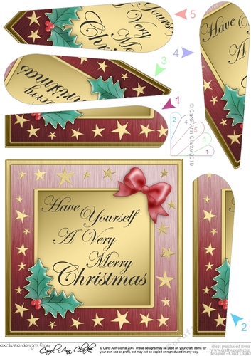 Elegant Christmas Greetings Fan Pyramage Topper
