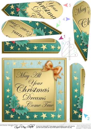 Elegant Christmas Greetings Fan Pyramage Topper