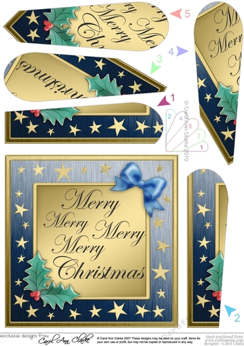 Elegant Christmas Greetings Fan Pyramage Topper