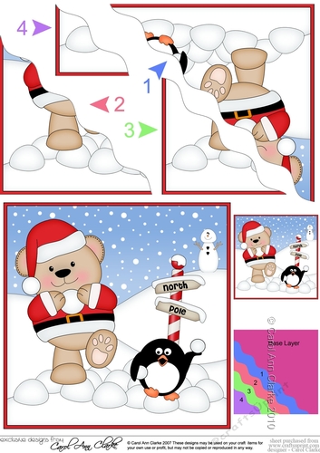 Christmas Livvy Bear is at the North Pole Wavy Corner side stacker Topper