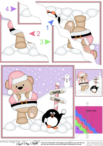 Christmas Livvy Bear is at the North Pole Wavy Corner side stacker Topper