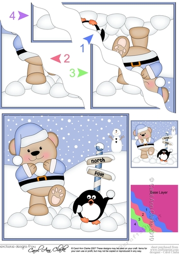 Christmas Livvy Bear is at the North Pole Wavy Corner side stacker Topper