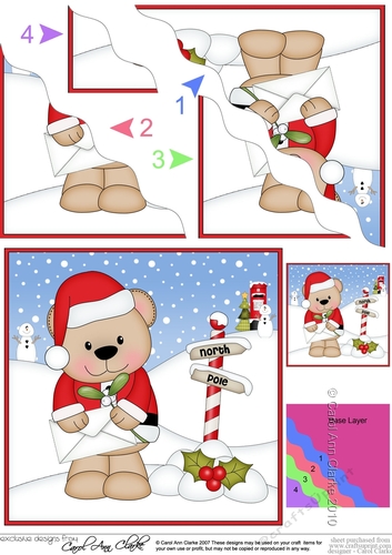 Christmas Livvy Bear is at the North Pole Wavy Corner side stacker Topper