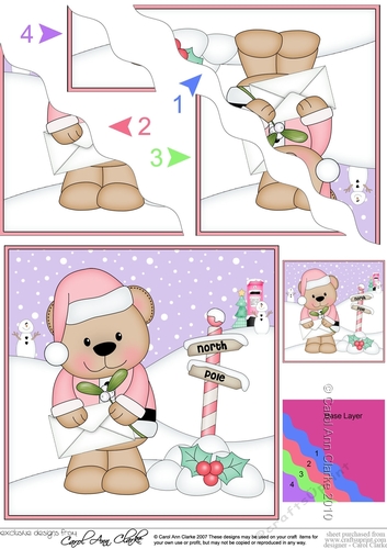 Christmas Livvy Bear is at the North Pole Wavy Corner side stacker Topper