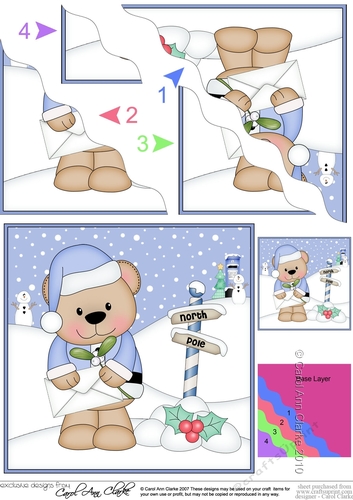 Christmas Livvy Bear is at the North Pole Wavy Corner side stacker Topper
