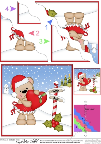 Christmas Livvy Bear is at the North Pole Wavy Corner side stacker Topper