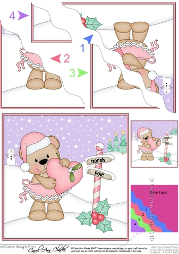 Christmas Livvy Bear is at the North Pole Wavy Corner side stacker Topper