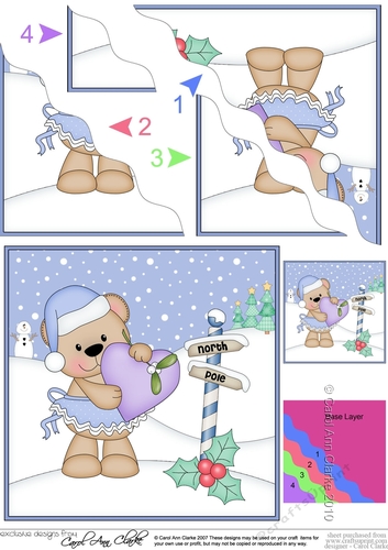 Christmas Livvy Bear is at the North Pole Wavy Corner side stacker Topper
