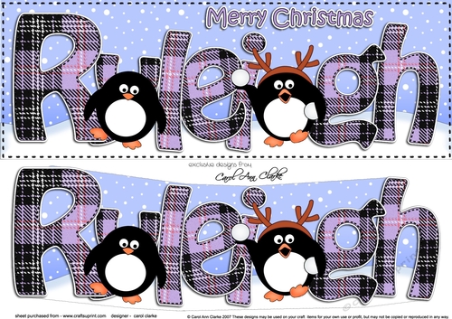 Large DL Merry Christmas RYLEIGH 3D decoupage 