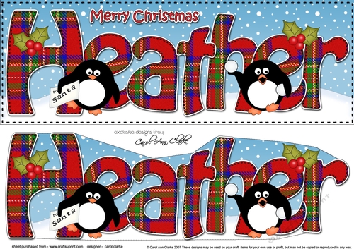 Large DL Merry Christmas HEATHER 3D decoupage 