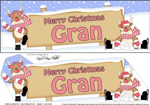 large DL Merry Christmas GRAN with Rudolph 3D decoupage
