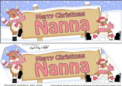 large DL Merry Christmas NANNA with Rudolph 3D decoupage